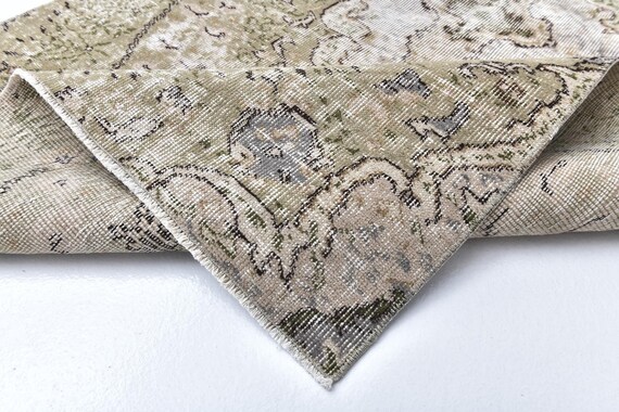 4x7 Geometric Oriental Turkish Vintage Rug, Shades Of Brown Beige, Oushak Handmade Wool Carpet, Farmhouse Decor, One Of A Kind, Anatolian