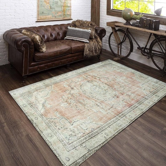 5x9 Soft Red Beige Turkish Rug, 5x9 Turkish Rug, 5x9 Rug, Muted Handmade Wool Rug, 5x9 Area Rug, Vintage Rug 5x9, Washable Area Rug, Gifts