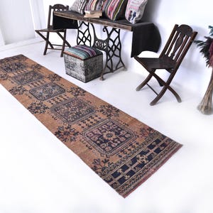 3x12Terracotta Runner Rug, Floral Rug, 3x12 Hallway Rug, Handmade Home Decor, Vintage Runner Rug, Geometric patterned Rug, 3x12 Runner Rug