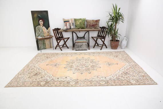 7X11 SOFT Turkish Vintage Rug, 7x11 Area Rug, 7x11 Rug, Vintage Rug, Turkish Rug, Living Room Rug, Area Rug, Turkey Rug, Oushak Rug ,6348