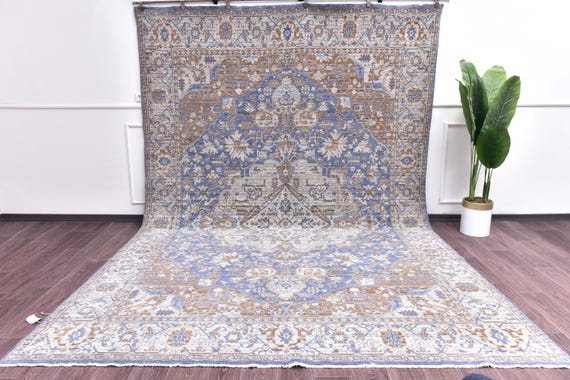 9x13 Turkish Wool Cotton Oriental Large Area Rug, Handmade, Natural Fiber, Outlet, Medallion