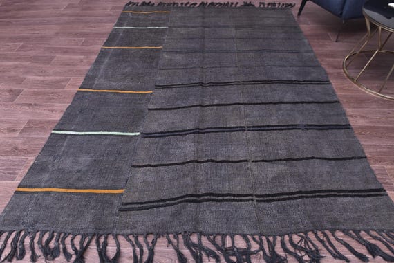 6x9 Hemp Area Rug, 6x9  Vintage Rug, 6x9 Hemp Rug, Natural Handmade Hemp, 6x9 Turkish Rug, Striped Bohemian Style, Rug For Bedroom