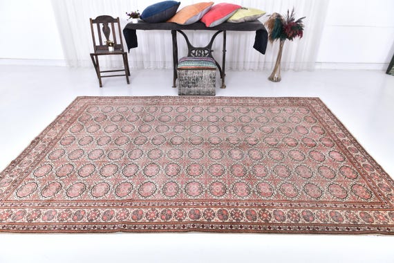 7x10 Turkish Vintage Rug - 7x10 Vintage Rug - Handmade Wool Rug - 7x10 Rugs - Aesthetic Rugged Rugs - Rug For Living Room - Antique Rug 57s