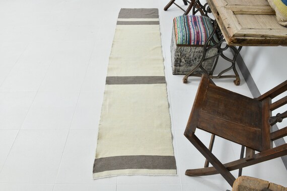 2x8 Runner Rug, 2x8 Turkish Vintage Runner Rug, 2x8 Vintage Runner, Wool Hand Knotted Rug, 2x8 Rug, Beige Gray Vintage, Rug For Hallway, 55s