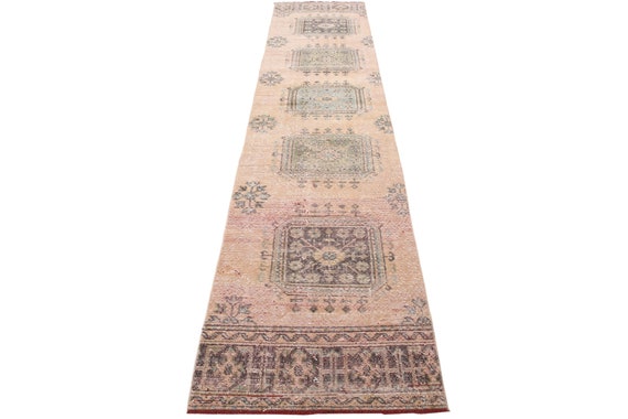 2x13 Runner Rug, 2x13 Herki Runner, 2x13 VINTAGE HERKI RUNNER Rug, 2x13, Wool Handmade Turkey, 2x13 Rug, Cream Beige Herki Rug, Antique 60s