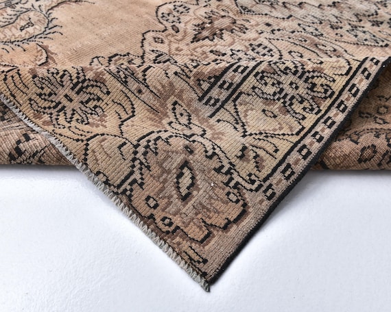 5x8 VINTAGE RUG, 5x8 Bronze Black Vintage Rug 5x8 Rug Wool Handmade Aesthetic 5x8 Area Rug Oriental Bordered Style Turkish Rug 5x8 Antique