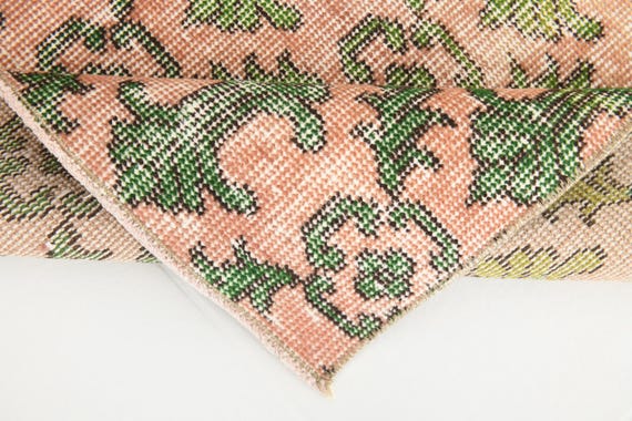 2x6 Green Beige Vintage Runner Rug, 2x6 Vintage Runner, 2x6 Rug, Wool Hand Woven Rug, 2x6 Runner Rug, 2x6 Turkish Runner, Kitchen Runner