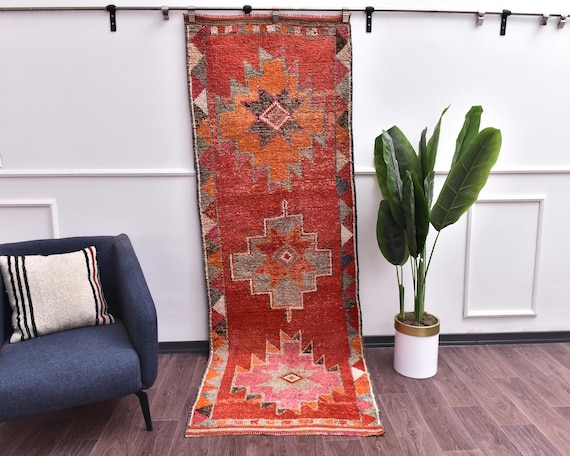 3x9 Handwoven Traditional Wool Vintage Runner Rug, Soft, Outlet