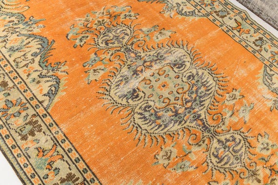 6x10 Vintage Handmade Turkish Faded Medallion Living Room Rug