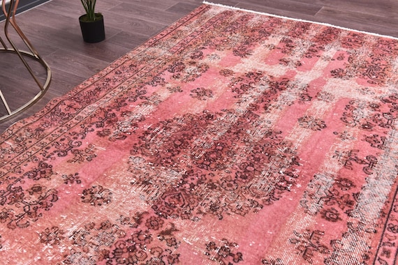 5x8 Faded Overdyed Rug, Terracotta Color, 5x8 Handmade Wool Rug, Living Room Bedroom Rug, 5x8 Area Rug, Vintage Turkish Faded Rug