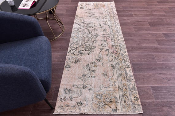 2x8 Vintage  Runner Rug, 2x8 Handwoven Runner Rug, Beige Pink Rug, 2x8 Hallway Kitchen Traditional Home Decor 2x8 Runner Rug