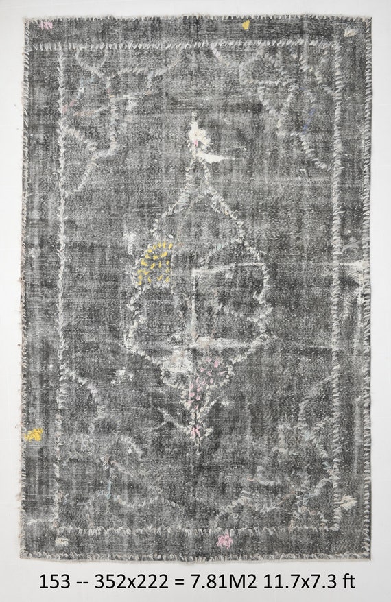 7x12 Area Rug, 7x12 TURKISH ORIENTAL VINTAGE Rug, 7x12 Vintage Rug, Wool Handmade Pompom Oushak, Rug 7x12, Madallion Style, Turkish Rug 7x12