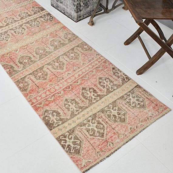 2x9 Turkish Runner Rug, 2x9 Vintage Turkish Runner, Wool Handmade Rug, 2x9 Runner Rug, Faded Color Rug, 2x9 Vintage Runner, Wool Runner Rug