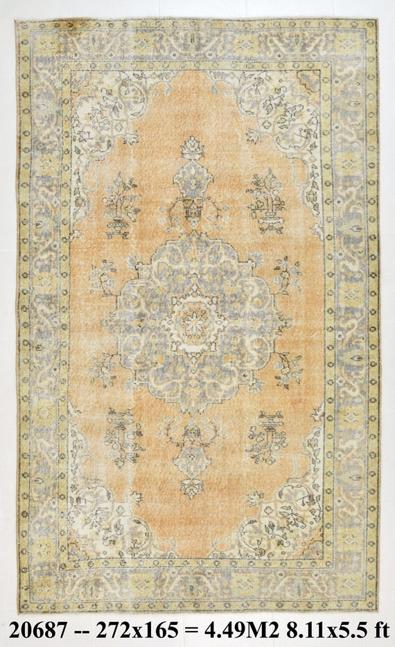 5x9 Rug, 5x9 Vintage Rug, 5x9 TURKISH VINTAGE WOOL Rug, 5x9, Wool Handmade Oushak, Oriental & Madallion Style, Vintage Rug 6x9, Antique 60s