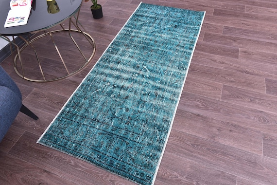2x6 Vintage Teal Runner Rug, 2x6 Handmade Floral Runner, Ocean Blue Color, 2x6 Farmhouse Runner, 2x6 Hallway Rug, 2x6 Kithcen Runner Rug,