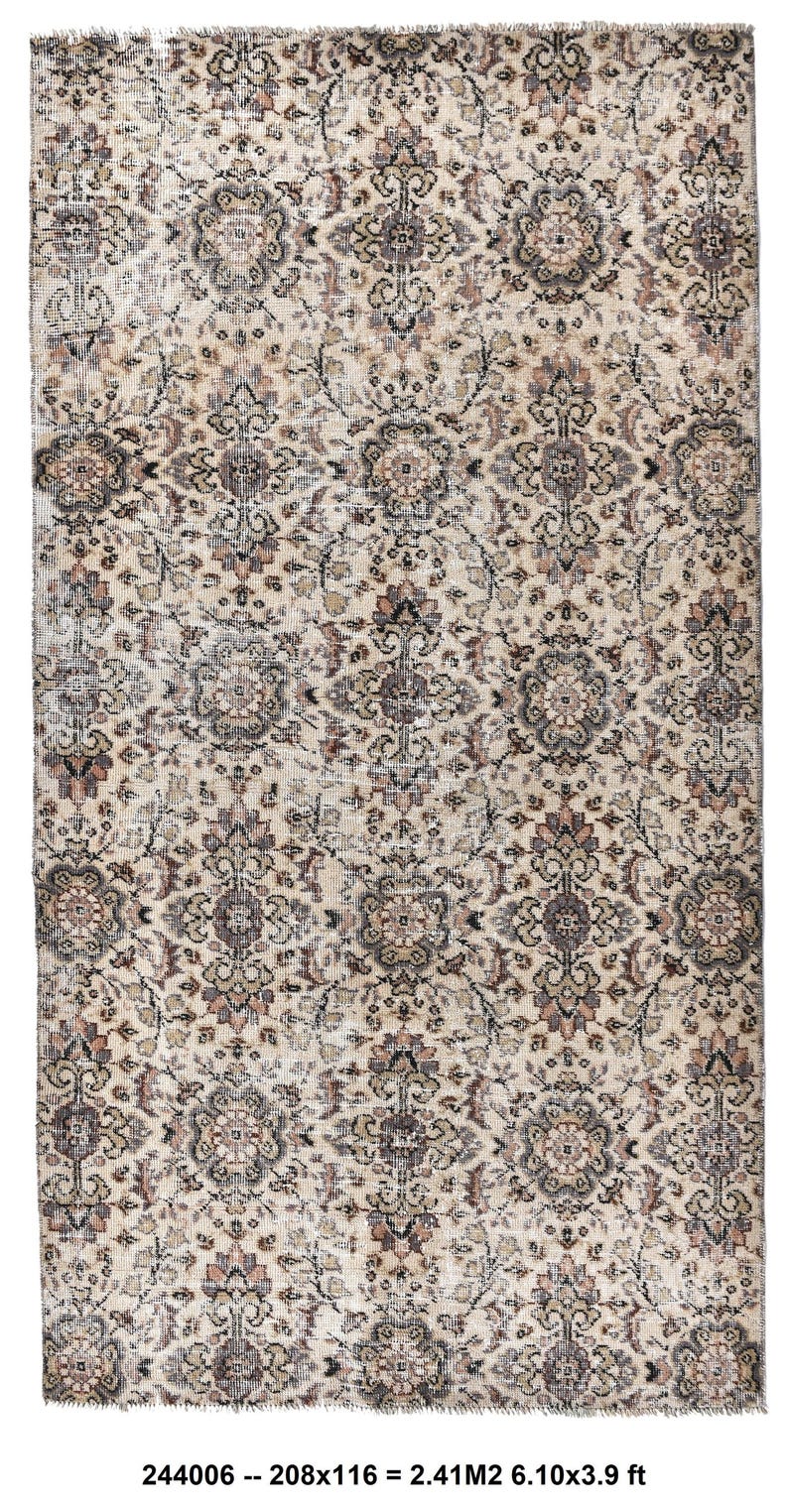 4x7 Vintage Pastel Accent Rug, 4x7 Distressed Floral Persian Style Rug ...