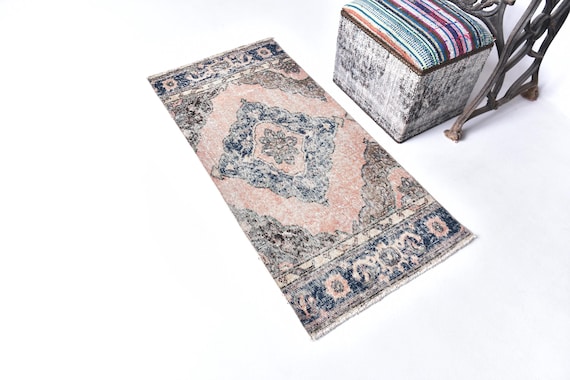 2x4 Area Rug, 2x4 Persian Doormat, 2x4 Navy Blue Persian Doormat Rug, 2x4, Rustic Handmade Aesthetic, 2x4 Rugs, Navy Blue Carpet, Antique