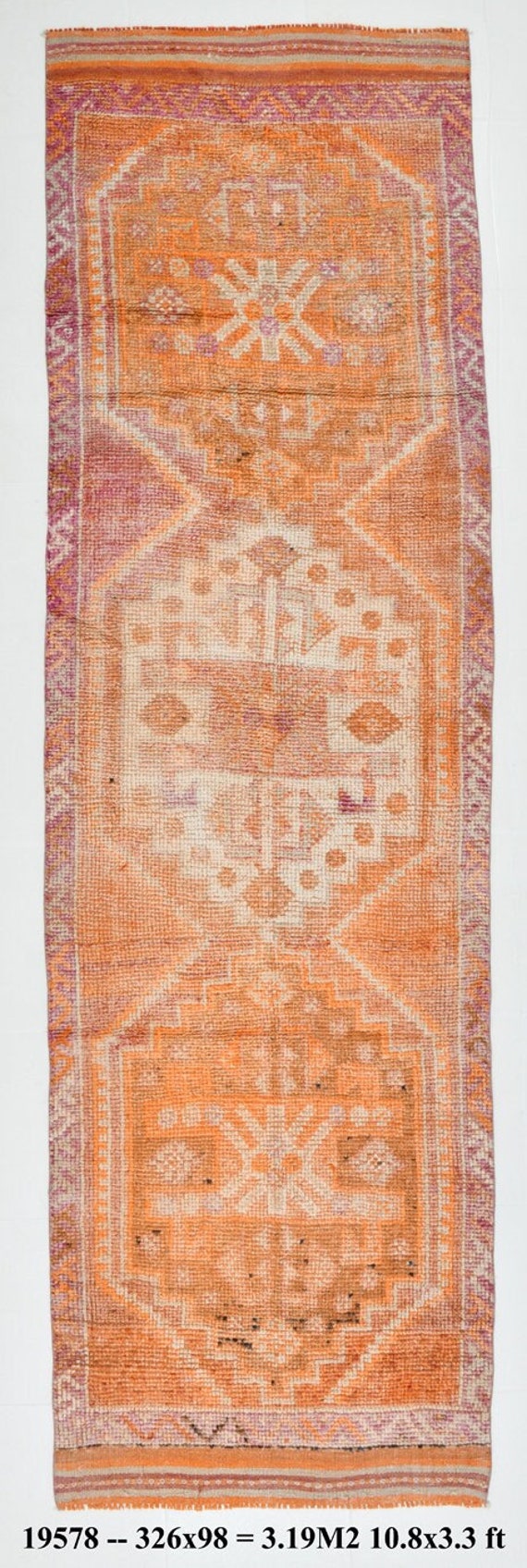 3x10 Turkish Vintage Herki Runner Rug,3x10 Runner Rug,3x10 Rug,Handmade Herki Rug,3.3x10.8 Ft,Hallway Runner Rug,3x10 Antique Runner,Carpet,