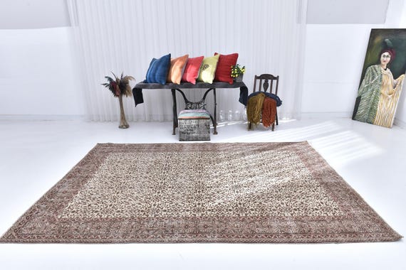7x9 Turkish Vintage Distressed Rug, Vintage Rug, 7x9 Area Rug, 7x9 Rug, Handmade Turkish Rug, Turkish Rug, Vintage Turkish Rug, Shabby Chic,