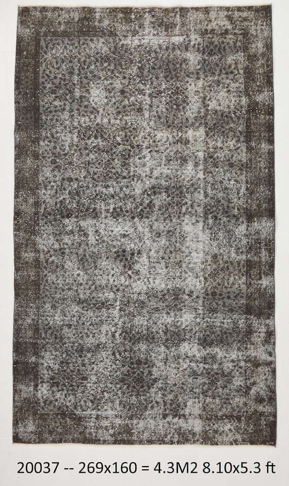 5x9 Rugs, 5x9 TURKISH VINTAGE RUG, Gray and Black Vintage Rug, Handmade Oushak Rug, 5x9 Vintage Rug, Farmhouse Floral Rug, Turkish Rug, 5x9