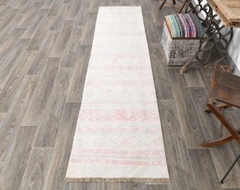 2x10 Runner Rug, 2x10 Vintage Runner, 2x10 Vintage Hemp Runner Rug, 2x10, Natural Handmade Hemp, 2x10 Rug, Pink Hemp Rug, 2x10 Hemp Runner
