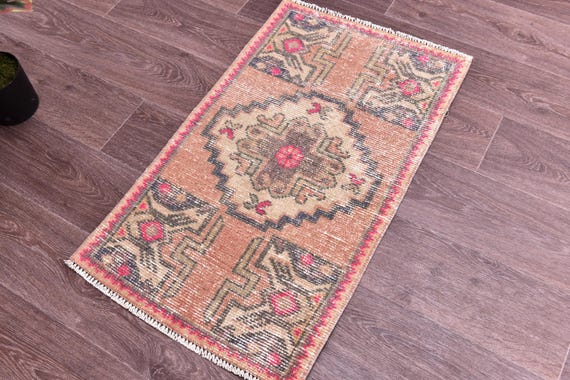 1x3 Colorful Geometric Doormat, Handwoven Decorative Entrance Rug, 1x3 Doormat Rug, Vintage Bath Mat, 1x3 Accent Rug, Traditional Rug 1x3