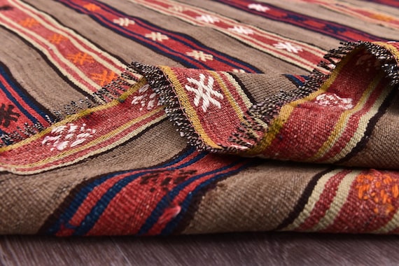 5x7 Vintage Kilim Rug, 5x7 Handmade Wool Jute Kilim Rug, Faded Turkish Kilim Rug, 5x7 Traditional Kilim Rug, 5x7 Area Rugs, Farmhouse Rug