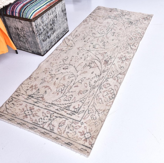2x5 Vintage Paisley Design Runner Rug, 2x5 Handwoven Oriental Runner, 2x5 Hallway Runner Rug, 2x5 Handmade Wool Rug, 2x5 Turkish Rug