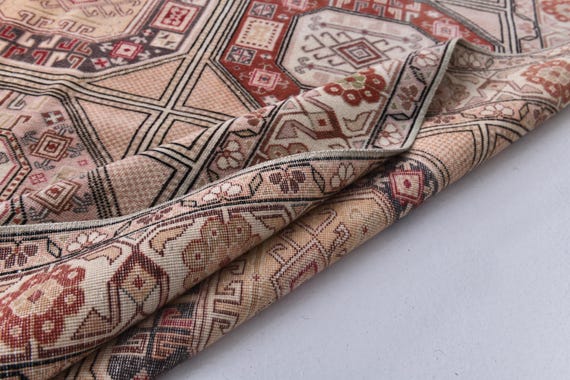 6x9 Vintage Geometric Patterned Rug, 6x9 Traditional Area Rug, Handmade Home Decor, 6x9 Farmhouse Decor, 6x9 Soft Wool Rug, 6x9 Area Rug