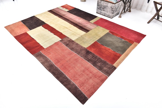 6x8 Vintage Patchwork Kilim Rug, 6x8 Kilim Rug, 6x8 Rug, Handmade Wool Rug, 6x8 Area Rug, 6x8 Turkish Rug, Rug For Living Room Bedroom