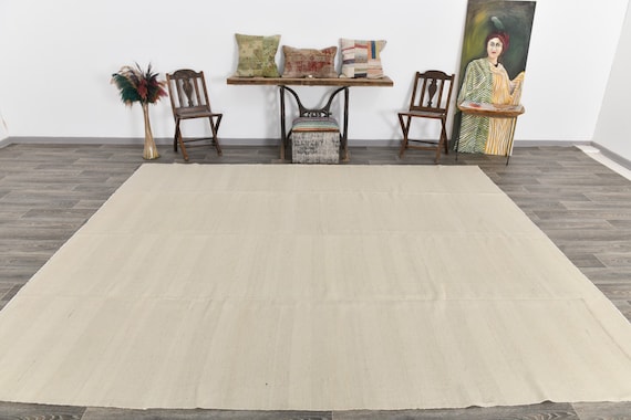 9x11 Cream & Beige Oversized Vintage Rug, 9x11 Oversized Vintage Rug, Large Area Rug, 9x11 Rug, 9x11 Kilim Rug, Modern Eclectic Style, Gift
