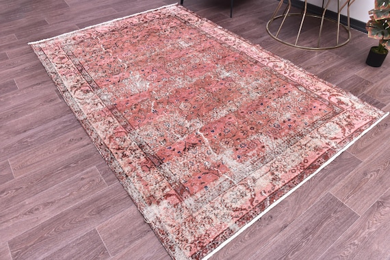 Vintage Overdyed Wool Area Rug, Hand Woven Turkish Home Decor