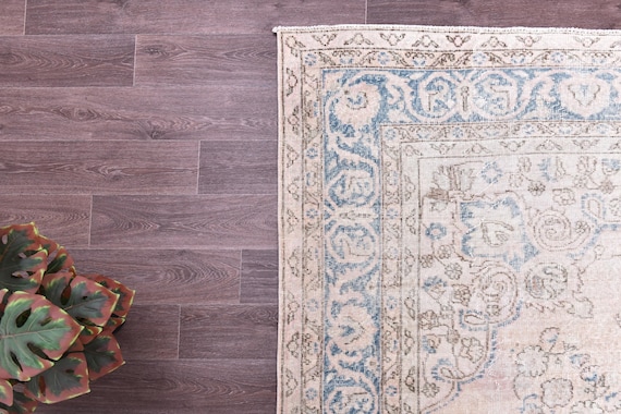 8x11 Vintage Faded Area Rug, Brown Cream Color Rug, 8x11 Handmade Wool Rug, 8x11 Area Rug, Farmhouse Decor, 8x11 Area Rug, Turkish Vintage
