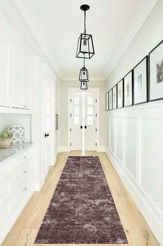 2x10 Runner Rug 2x10 Turkish Runner 2x10 Vintage Turkish Runner Rug Handmade Wool Rug Muted Chic Rug For Hallway Entrway Brown Black Carpet