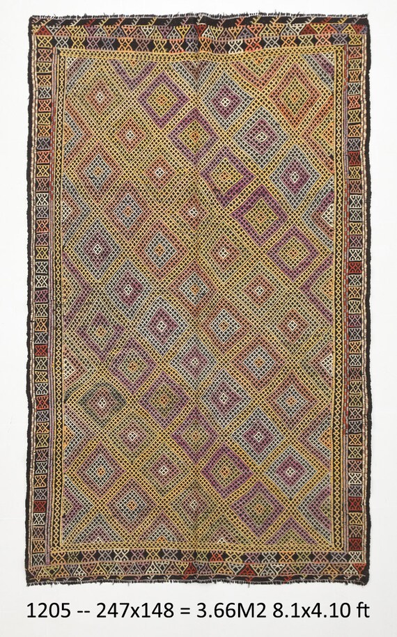 5x8 Area Rug, 5x8 Kilim Rug, 5x8 TURKİSH VİNTAGE KİLİM Rug, 5x8, Hand-Made Turkey Rug, Yellow Kilim Rug, U-n-i-q-u-e  Rug, Living Room Rugs