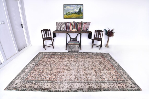 6x9 Area Rug - 6x9 Floral Vintage - 6x9 Red Turkish Vintage Rug - 6x9 Rugs - Aesthetic Handmade Rug - Vintage Rug 6x9 - Rug For Living Room