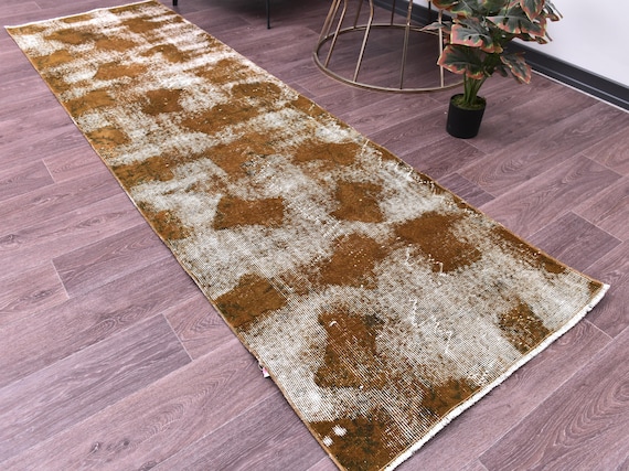 2x9 Vintage Overdyed Terracotta Runner Rug, Handmade Wool Rug, 2x9 Terracotta Color, 2x9 Hallway Rug 2x9 Kithcen Runner Rug, Farmhouse Style