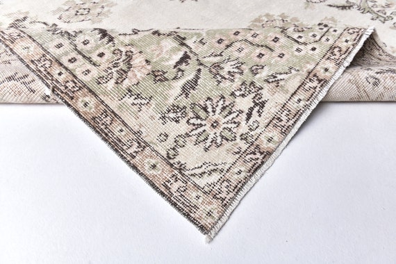 6x10 Vintage Rug, 6x10 Brown Beige Vintage Rug, 6x10, Wool Handmade Rug, 6x10 Rugs, Mid Century Modern, Vintage Rug 6x10, Rug For Bedroom