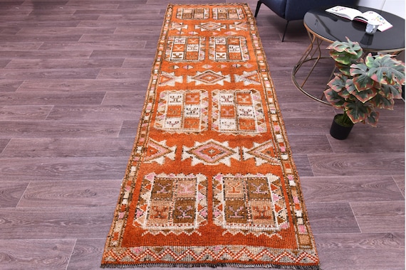 3x10 Vintage Soft Wool Runner Rug, Handmade, Traditional, Runner Rug For Hallway, Farmhouse Decor