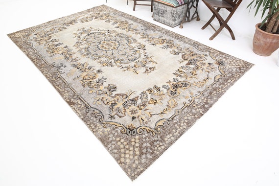 7x10 Gray & Bronze Oversized Vintage Rug, Oversized Vintage Rug, Large Area Rug, Wool Handmade Rugged Rug, 7x10 Vintage Rug, Rug For Bedroom