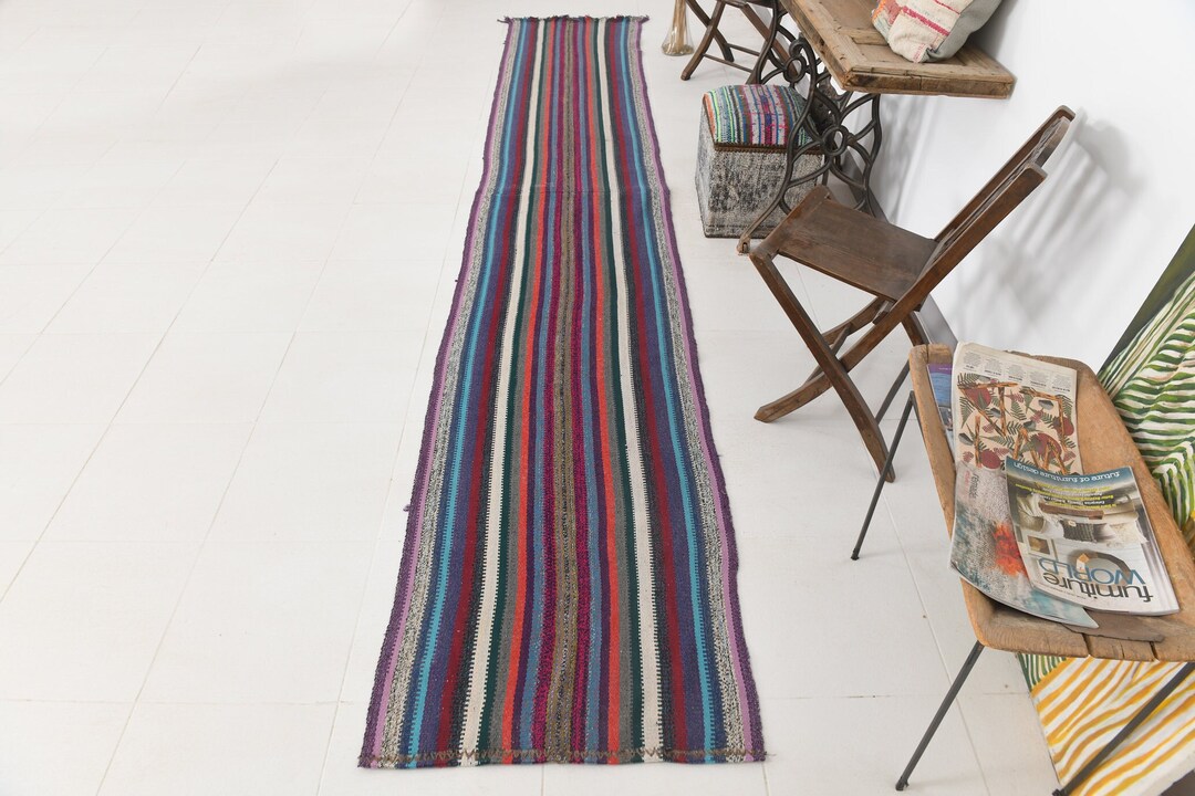 2x14 Rugs, 2x14 Long Pinstriped Kilim Runner Rug, 2x14, Kilim Runner ...