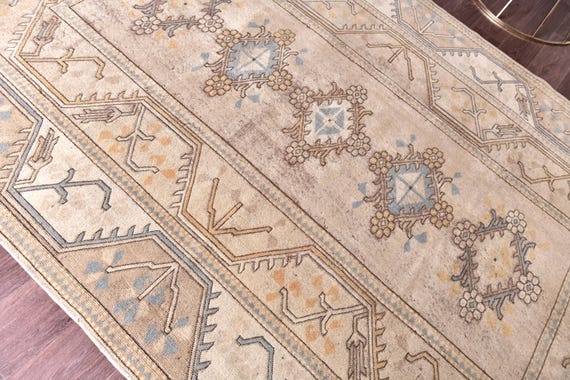 6x10 Vintage Turkish Faded Rug, Orange Blue Beige Color, 6x10 Handmade Wool Rug, 6x10 Soft Area Rug, 6x10 Living Room Rug, 6x10 Tribal Rug