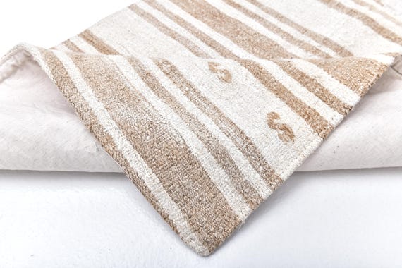2x11 Striped Hemp Runner Rug, Traditional Weave Rug, Naturel Hallway Rug, 2x11 Vintage Runner Rug, Handmade Hemp Rug, 2x11 Hallway Runner