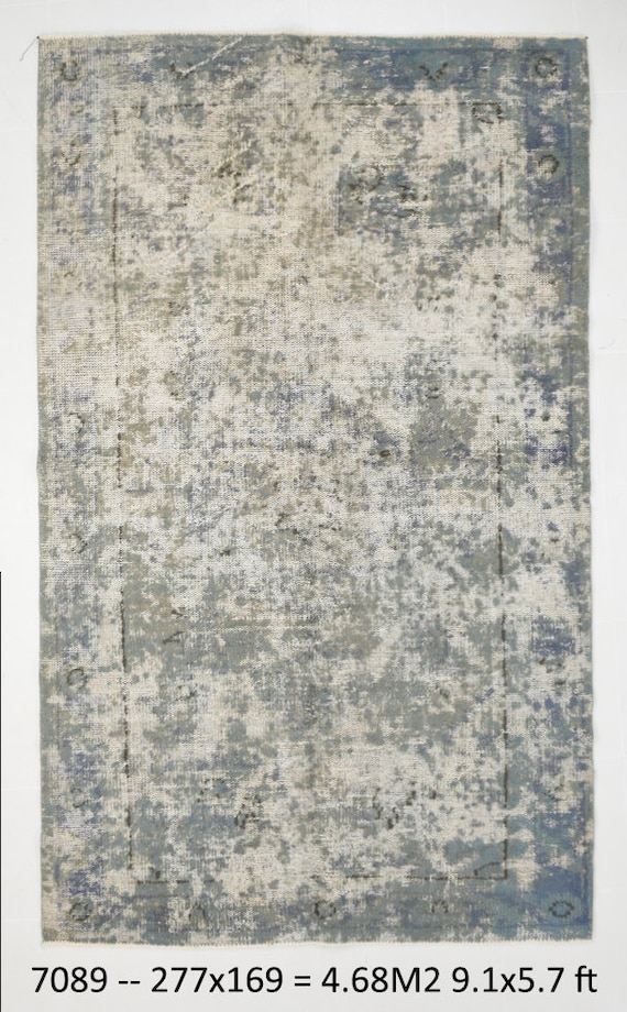 5x9 Area Rug, 5x9 DISTRESSED VINTAGE TURKISH Rug, 5x9, Turkish Area Rug, Shades Of Gray Blue, 5x9 Rugs, Rug For Bedroom, Turkish Rug 5x9