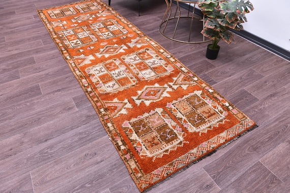 3x10 Runner Rug 3x10 Turkish Vintage Rug 3x10 Vintage Runner 3x10 Runner Rug Handmade Oushak Rug Turkey Old Rug Turkish Runner Gift Rug 3x10