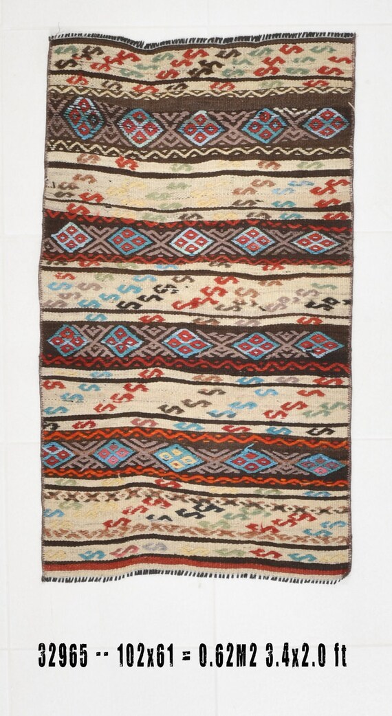 2x3 Area Rug, 2x3 Door Mat, 2x3 TURKISH VINTAGE DOOR Mat Rug, 2x3, Vintage Door Mat, Wool Handmade Vintage, Beige & Brown Doormat, Antique
