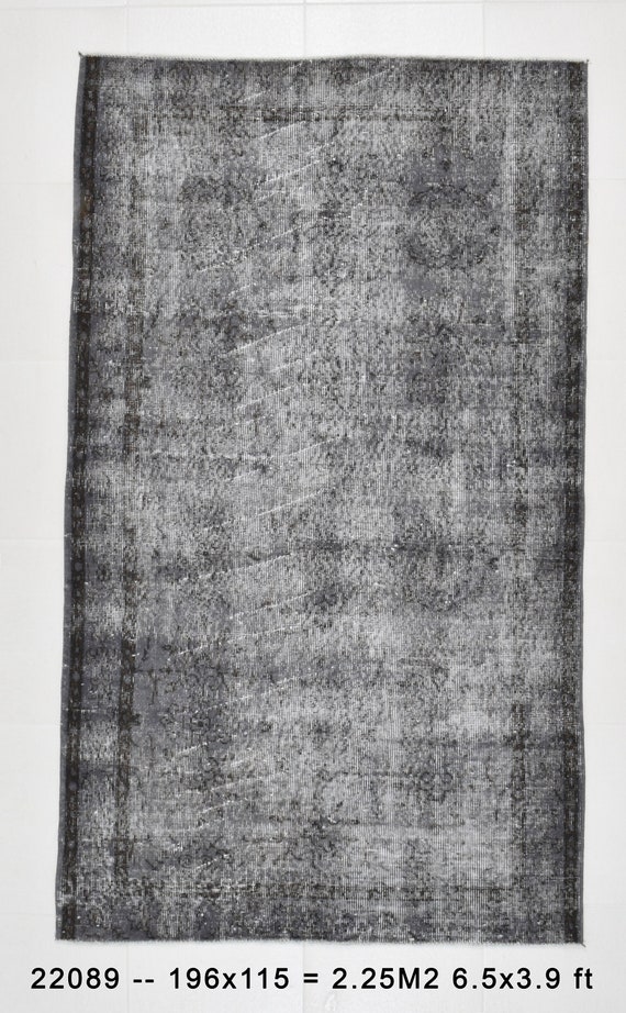 3x6 Area Rug, 3x6 WOOL TURKISH VINTAGE Rug,3x6,Handmade Oushak Rug,3x6 Vintage Rug,Gray & Black Rug,Turkey Rug,3x6 Turkish Rug,Antique