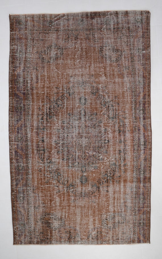 6x9 Rug, 6x9 Turkish Vintage, 6x9 TURKISH VINTAGE ORIENTAL Rug, 6x9, Wool Handmade Oushak, Rugs 6x9, Brown & Bronze Rug, Turkish Rug 6x9,