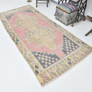 4x9 Vintage Distressed Turkish Rug, Antique Tapestry, Farmhouse Decor, 4x9 Handmade Rug, Woven Rug, Decorative Rug, Persian Rug 4x9,