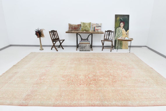 10x14 Area Rug, 10x14 Classic & Aesthetic Persian Rug, 10x14, Oversize Persian Rug, Large Area Rug, Rugs 10x14, Peach Red Persian, Antique